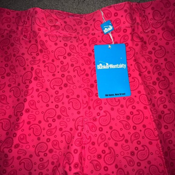 BUNKER MENTALITY Bright Pink Kade Paisley Men's Golf Shorts New with Tags 36 - Picture 2 of 11